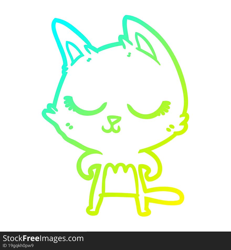 cold gradient line drawing calm cartoon cat