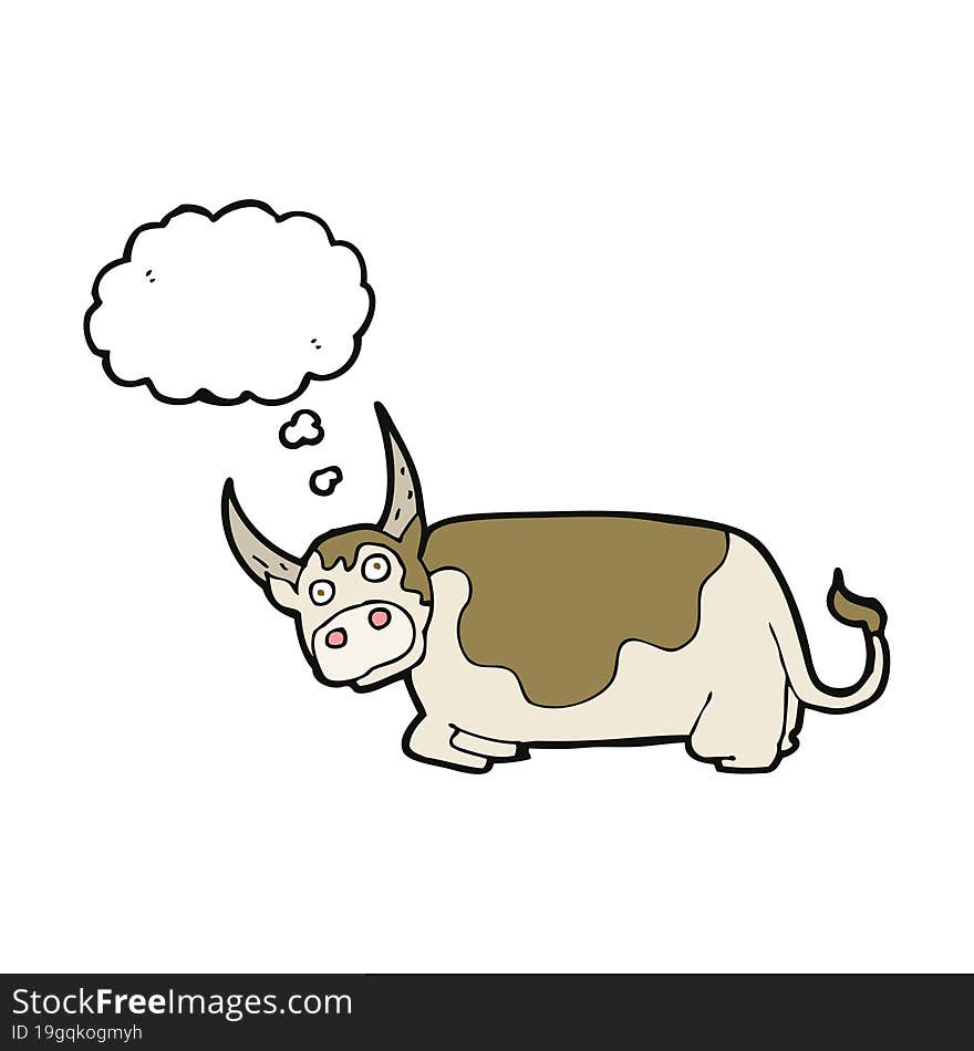 cartoon bull with thought bubble