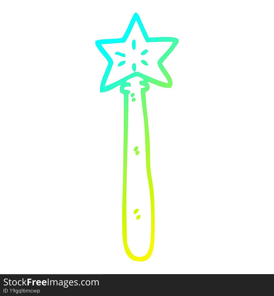 cold gradient line drawing cartoon magician wand