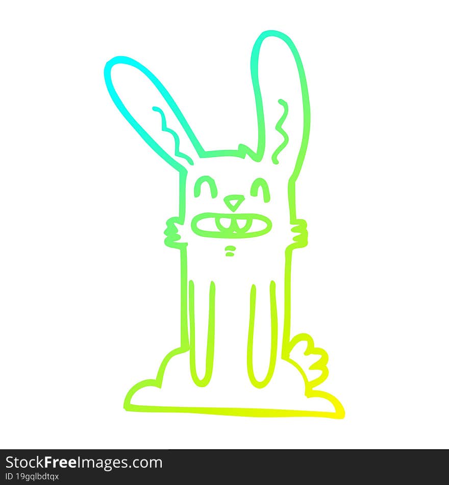 Cold Gradient Line Drawing Cartoon Rabbit