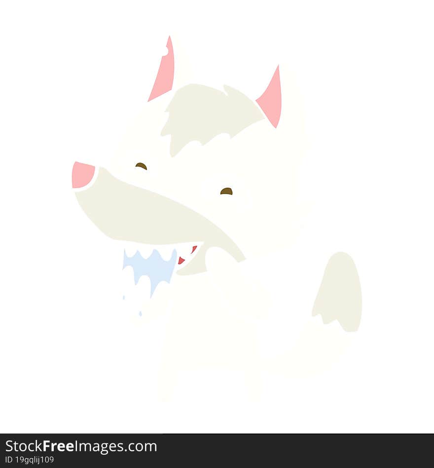 flat color style cartoon hungry wolf