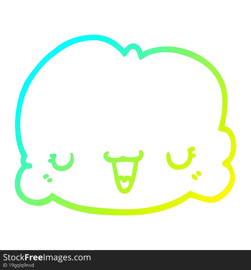 cold gradient line drawing cute cartoon cloud