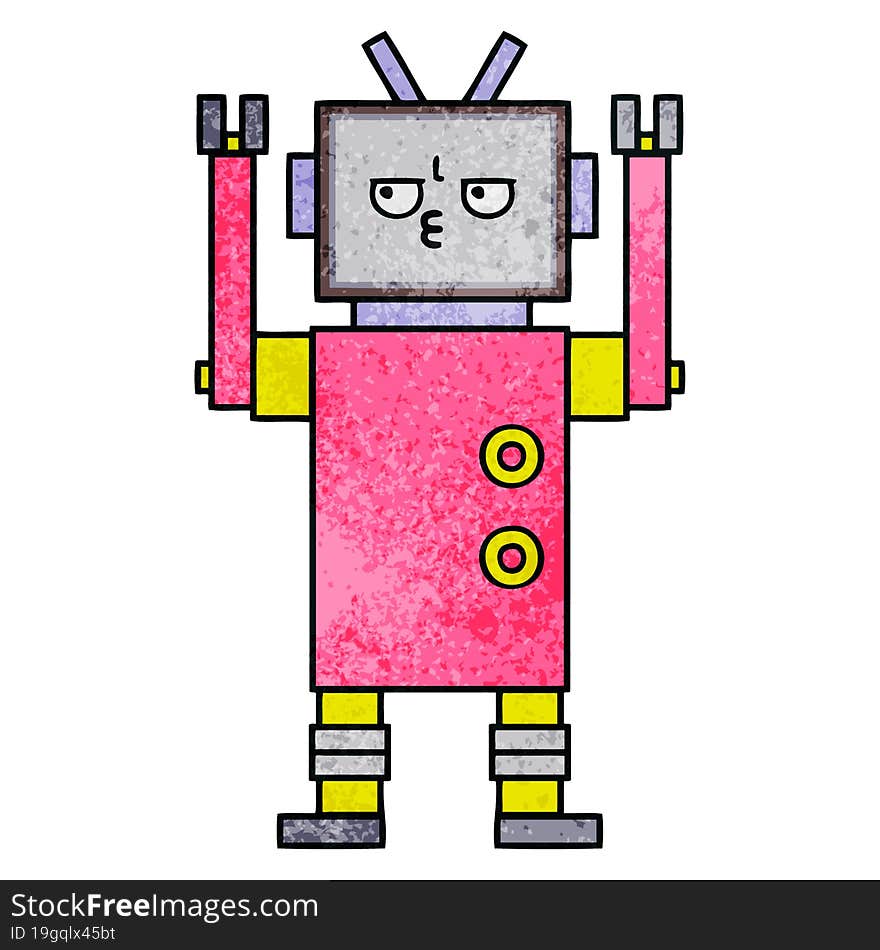 Retro Grunge Texture Cartoon Robot