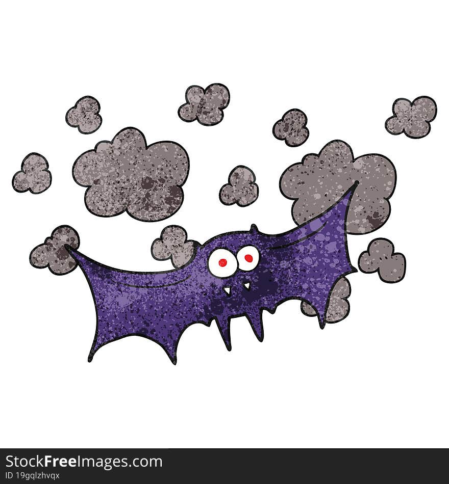 freehand textured cartoon vampire bat