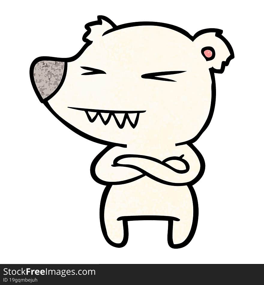 angry polar bear cartoon with folded arms. angry polar bear cartoon with folded arms