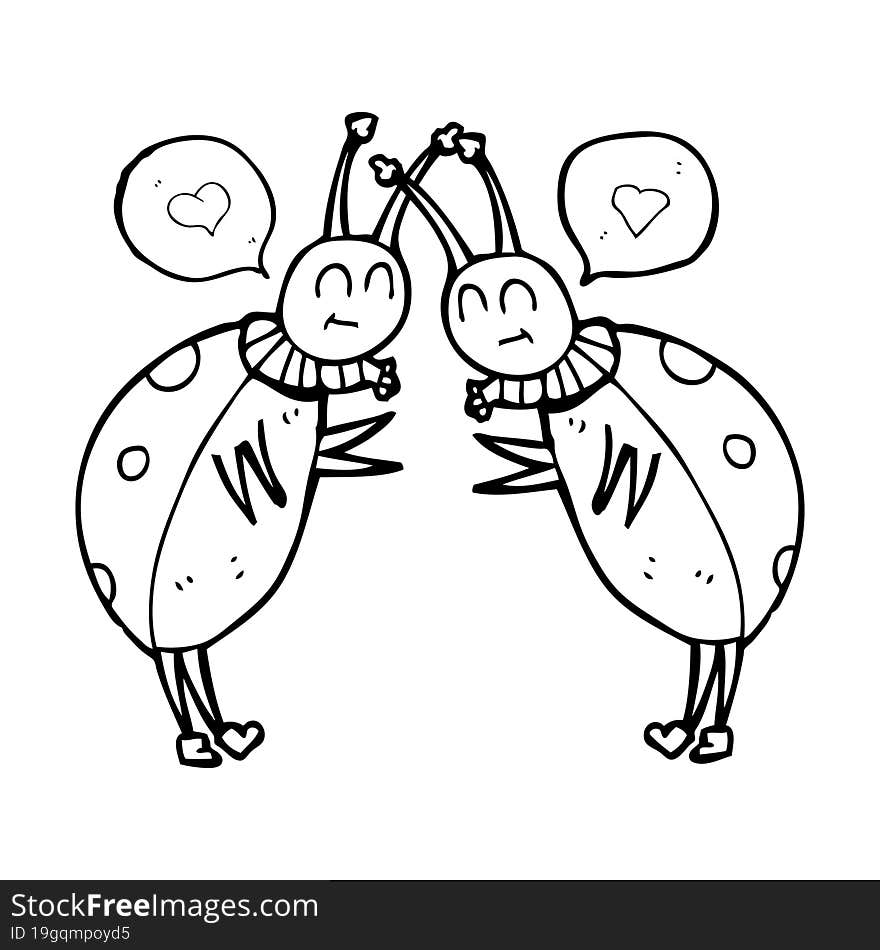 freehand drawn speech bubble cartoon ladybugs greeting