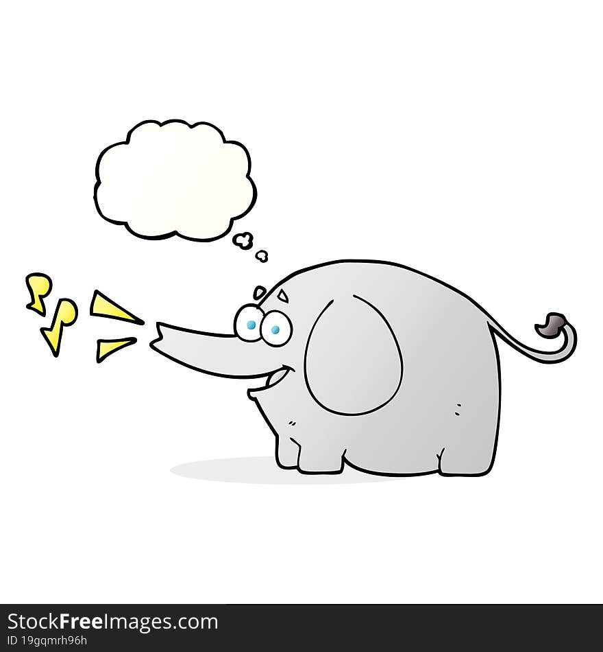 Thought Bubble Cartoon Trumpeting Elephant