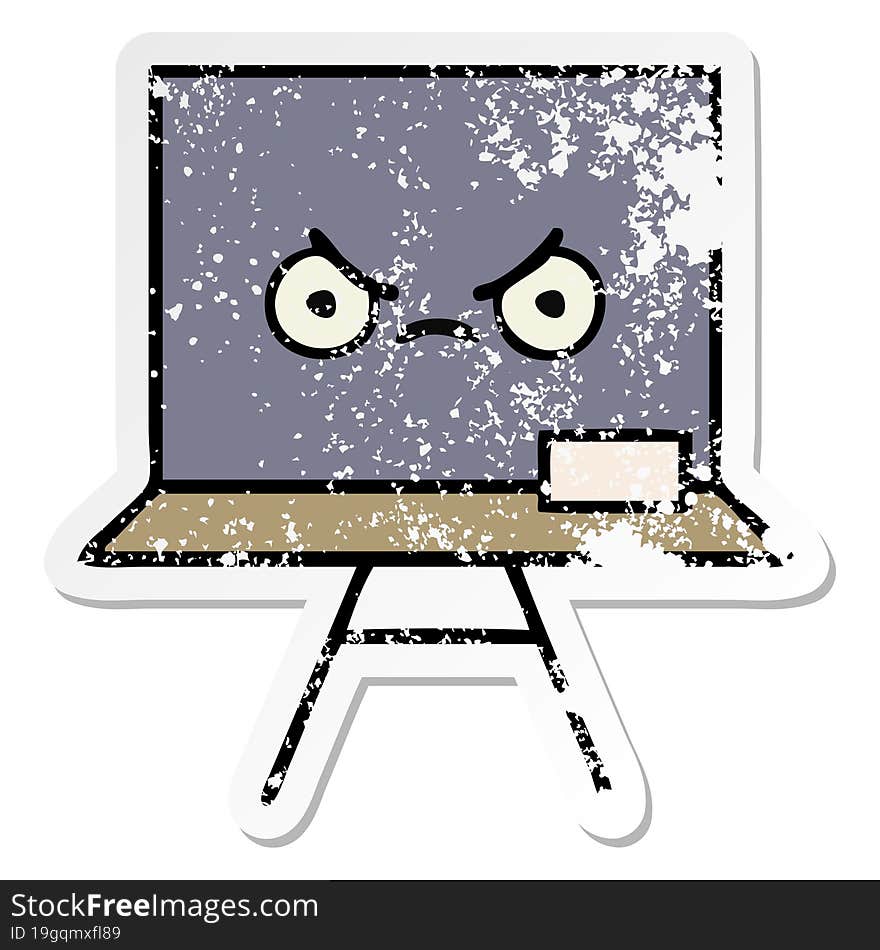 distressed sticker of a cute cartoon chalkboard