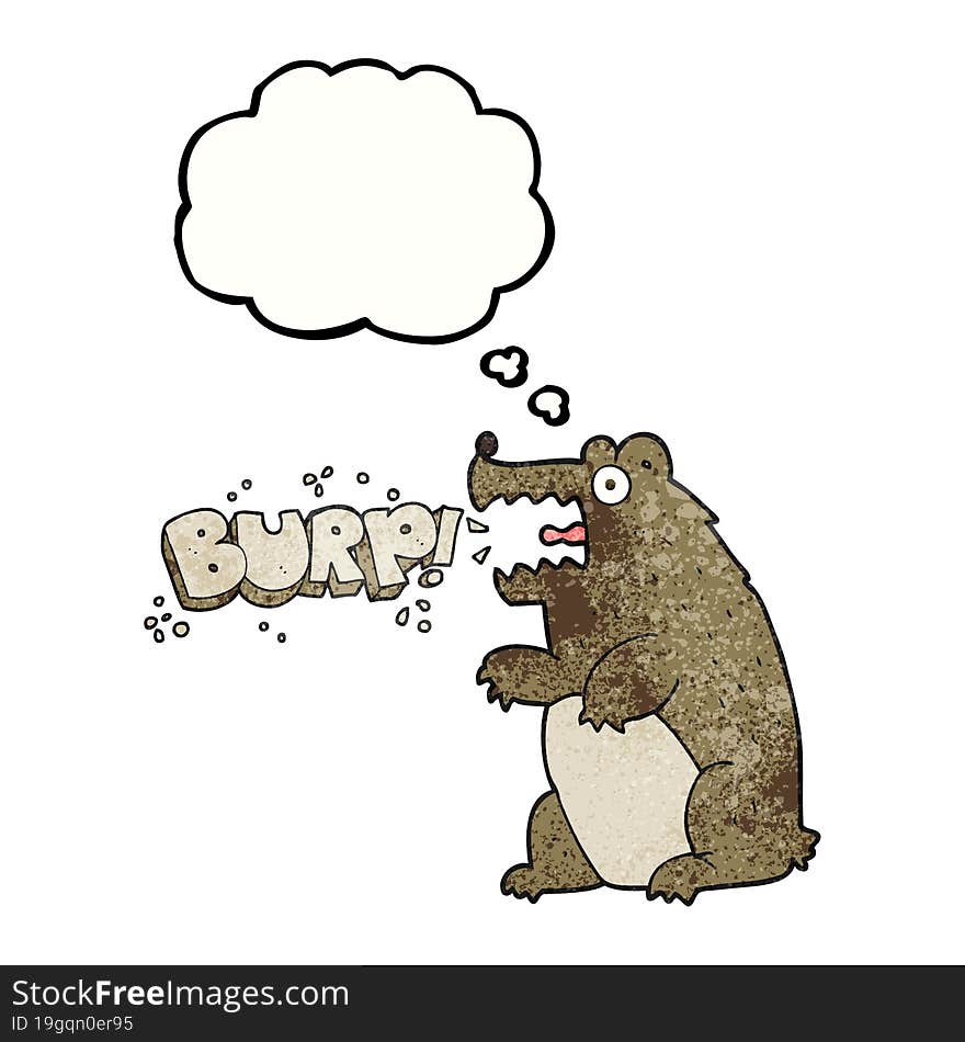 thought bubble textured cartoon bear burping