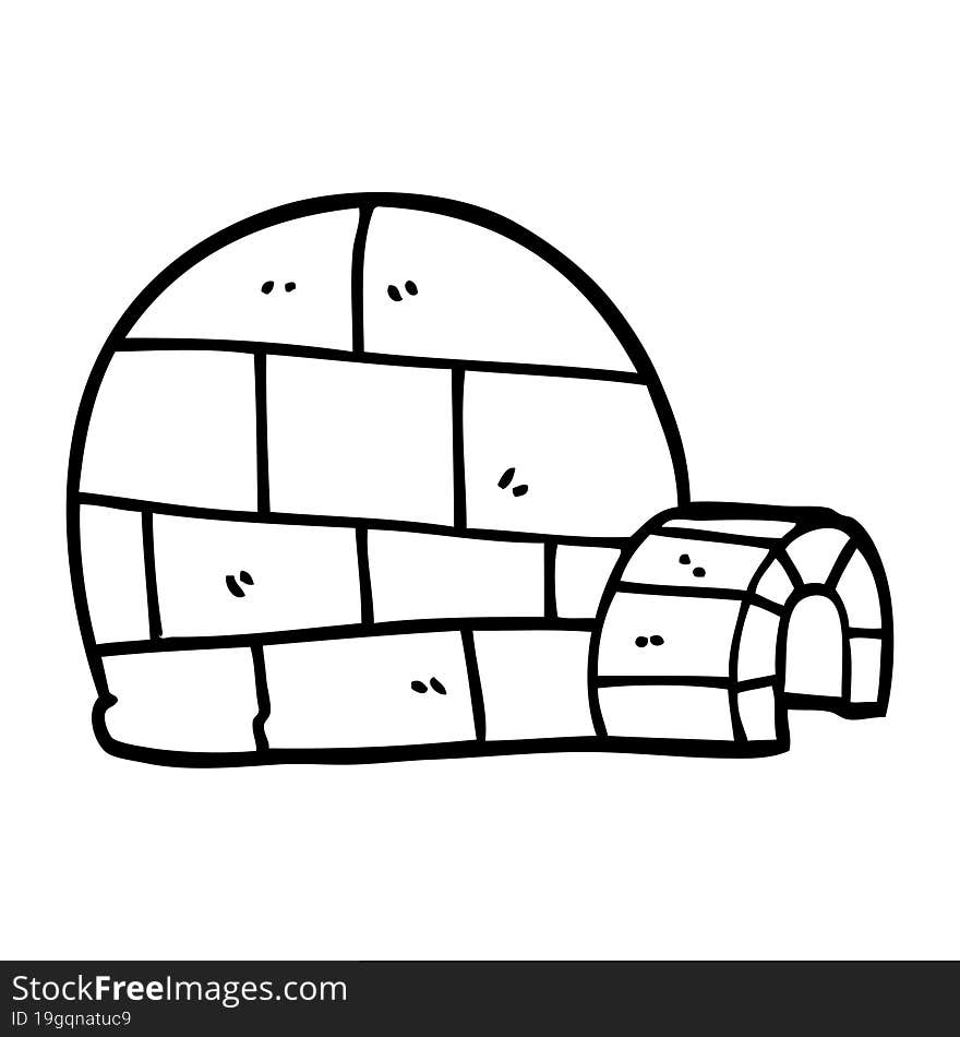 line drawing cartoon winter igloo