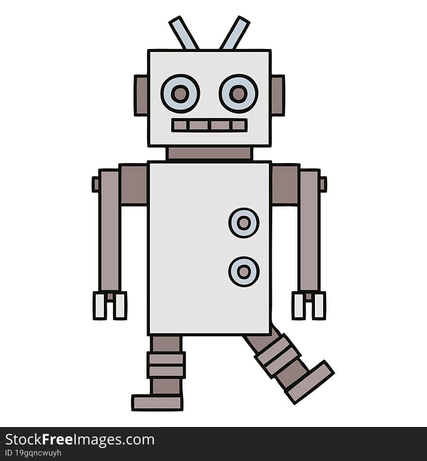 cute cartoon of a dancing robot. cute cartoon of a dancing robot