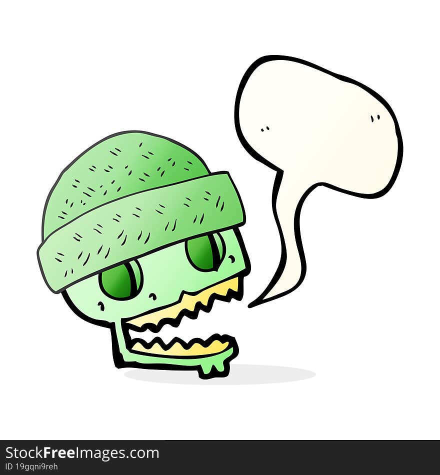 speech bubble cartoon skull wearing hat