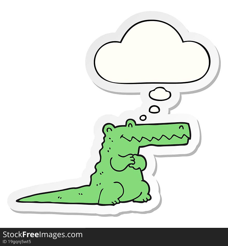 Cartoon Crocodile And Thought Bubble As A Printed Sticker