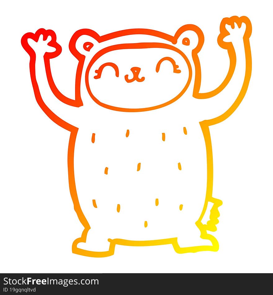 warm gradient line drawing of a cute cartoon bear