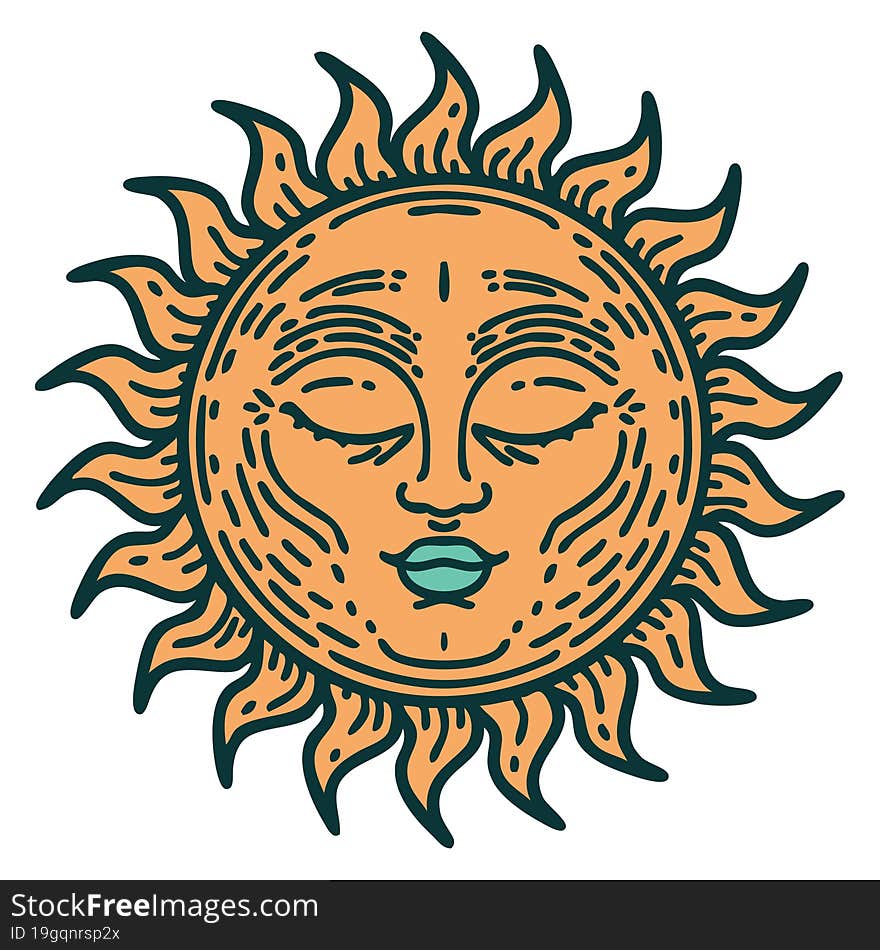 tattoo style icon of a sun