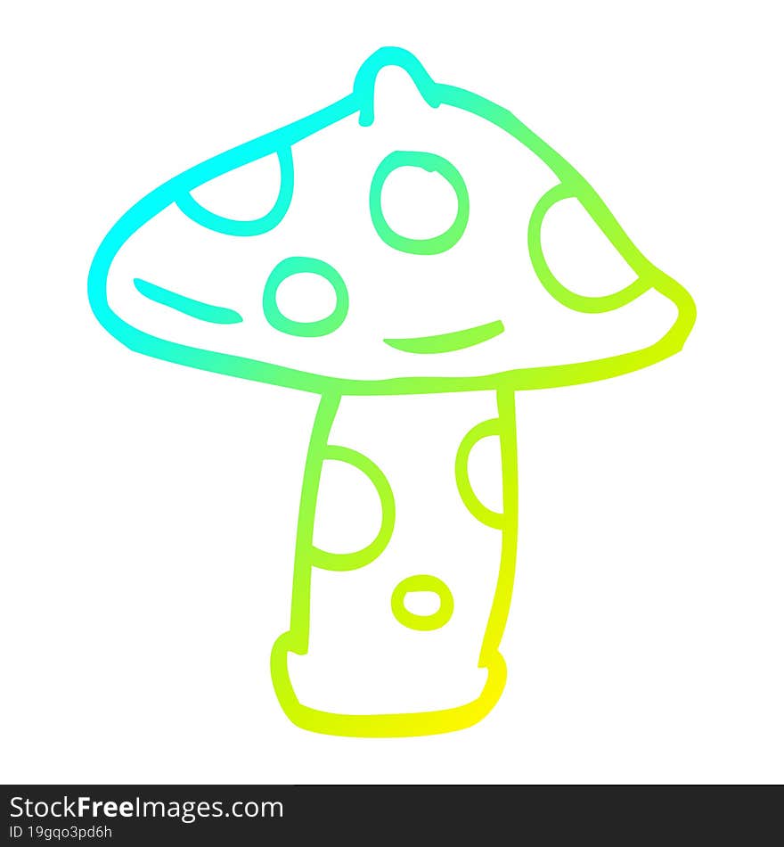 cold gradient line drawing cartoon toadstool