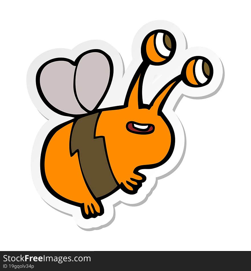 sticker of a cartoon happy bee