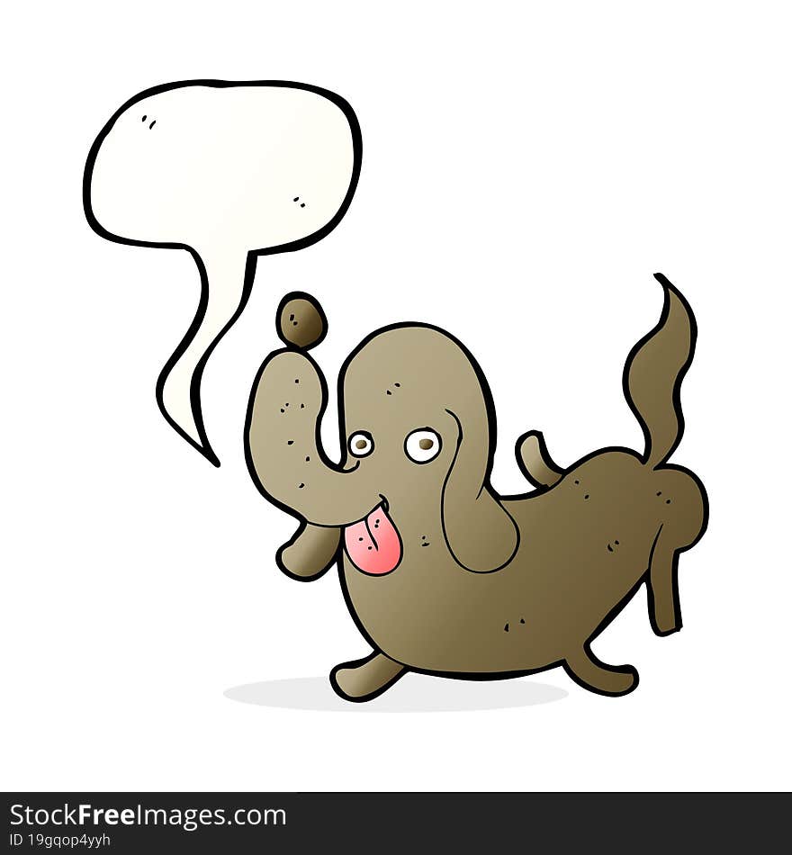 Cartoon Dog Sticking Out Tongue With Speech Bubble