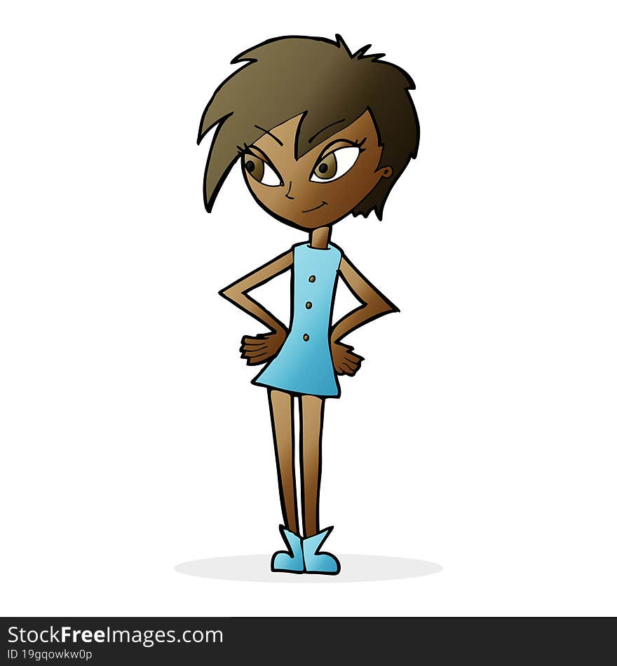 cartoon girl with hands on hips