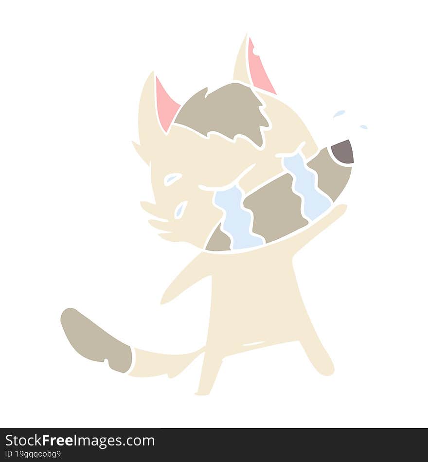 flat color style cartoon crying wolf