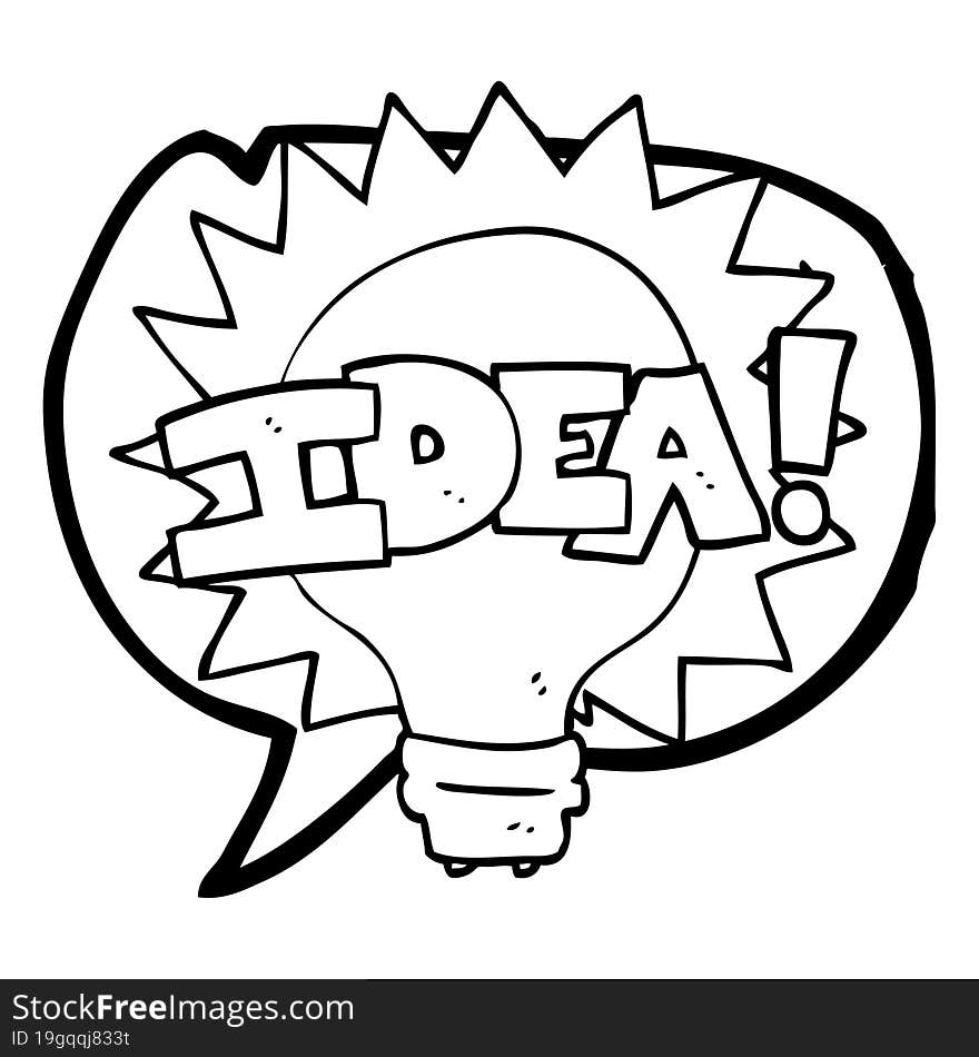 Speech Bubble Cartoon Idea Light Bulb Symbol