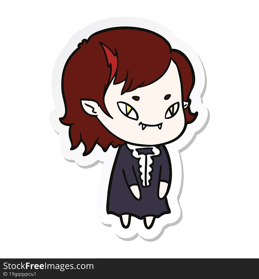 sticker of a cartoon friendly vampire girl