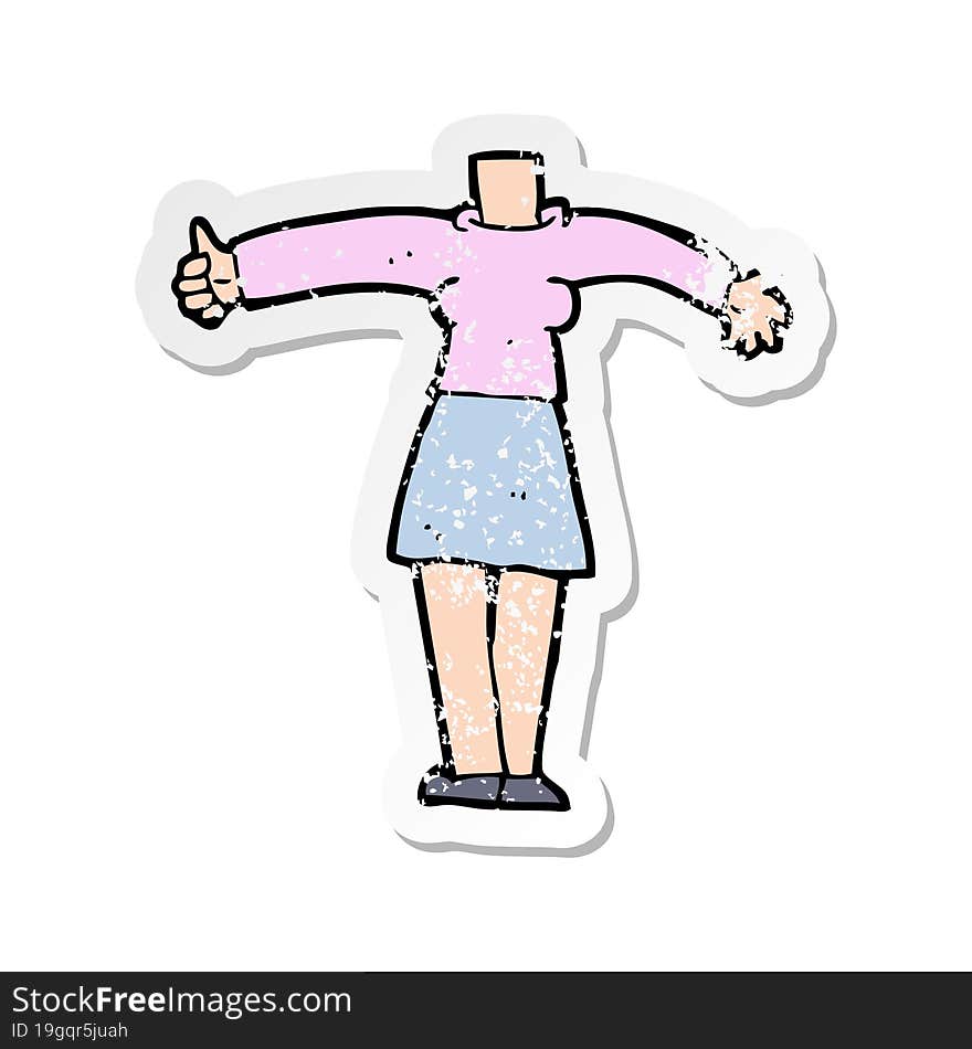 retro distressed sticker of a cartoon female body