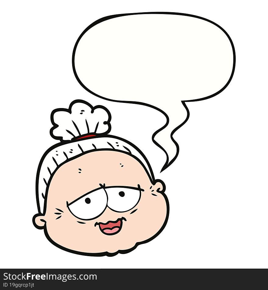 cartoon old lady and speech bubble