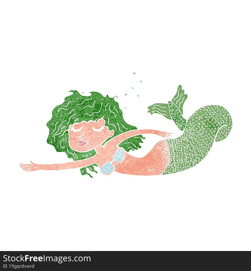 Cartoon Green Haired Mermaid