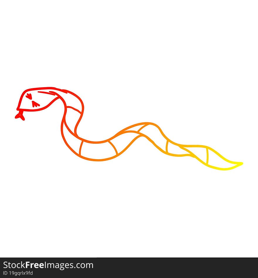 Warm Gradient Line Drawing Cartoon Snake