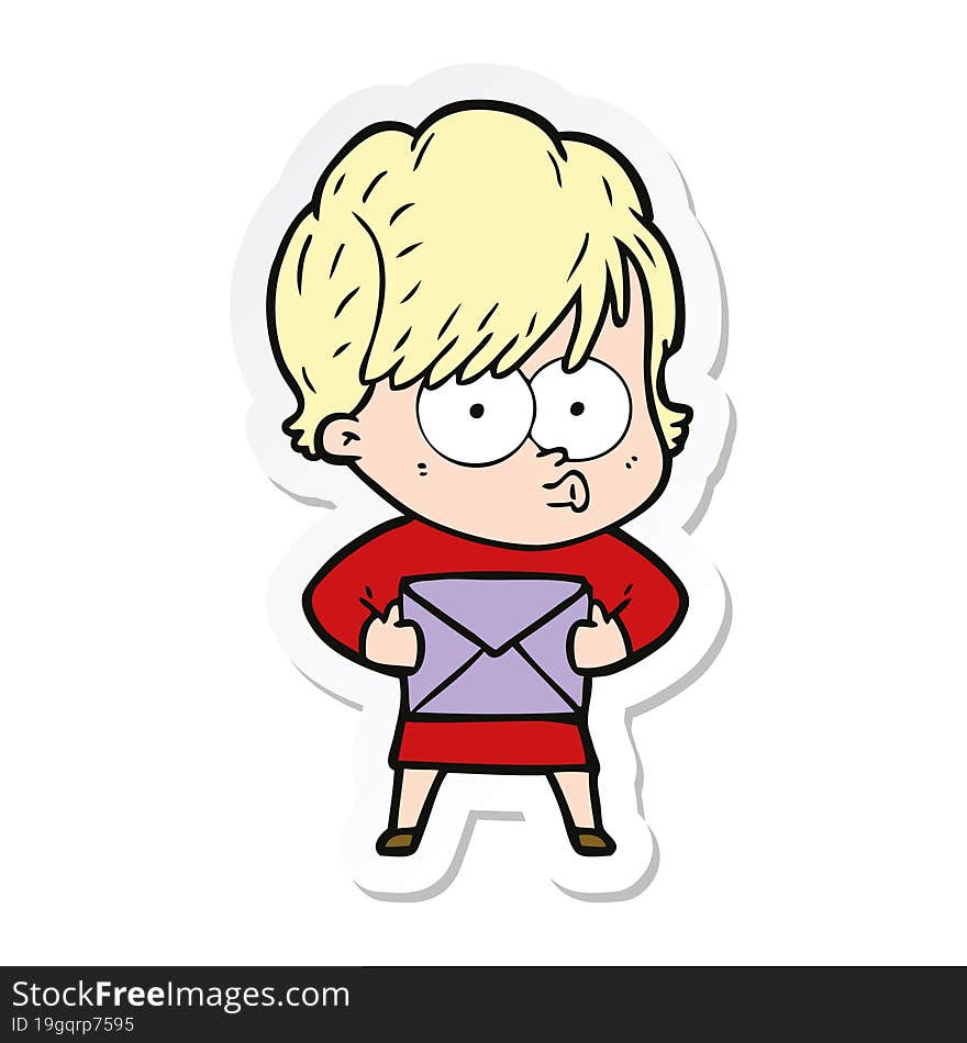 sticker of a cartoon woman