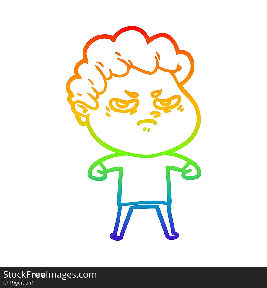 rainbow gradient line drawing cartoon angry man