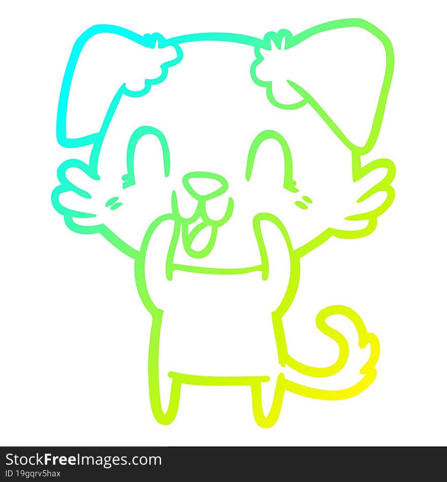 cold gradient line drawing laughing cartoon dog