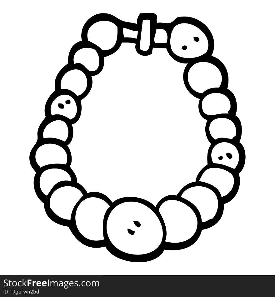 line drawing cartoon white pearl necklace