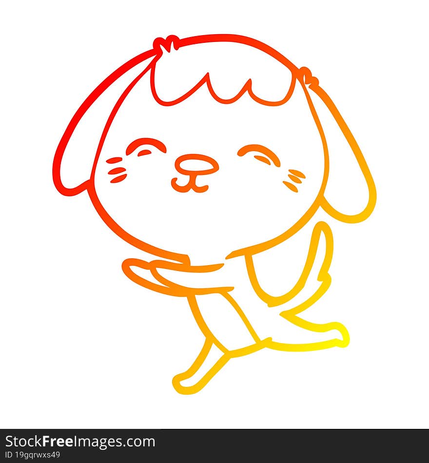 warm gradient line drawing happy cartoon dog