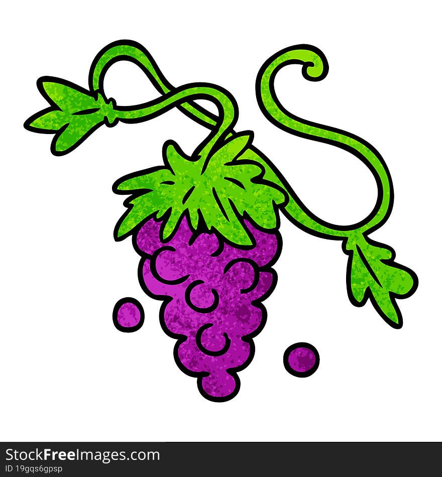 Textured Cartoon Doodle Of Grapes On Vine