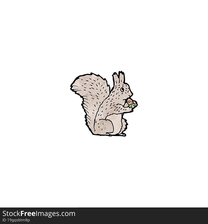 cartoon squirrel nibbling nut