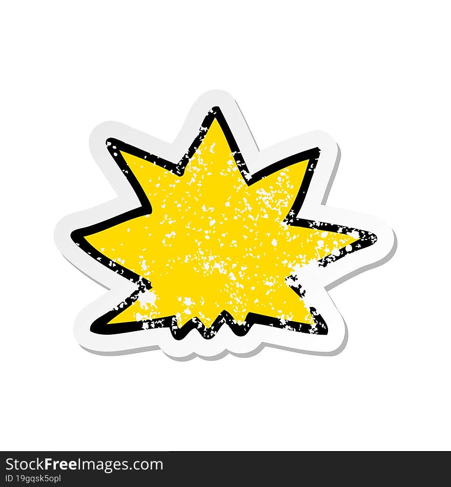 distressed sticker of a cartoon explosion