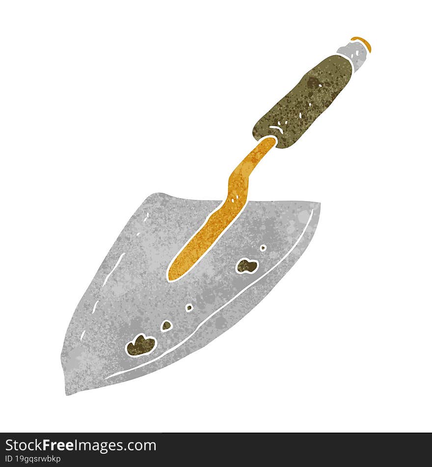 freehand retro cartoon garden trowel