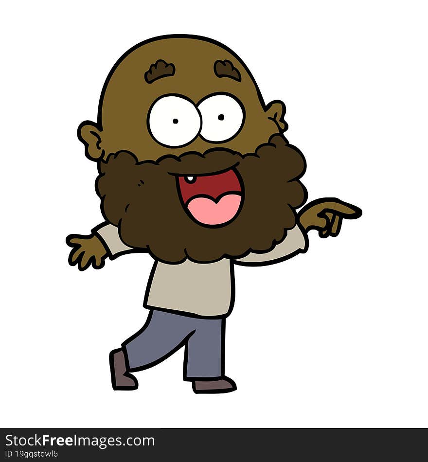 cartoon crazy happy man with beard. cartoon crazy happy man with beard