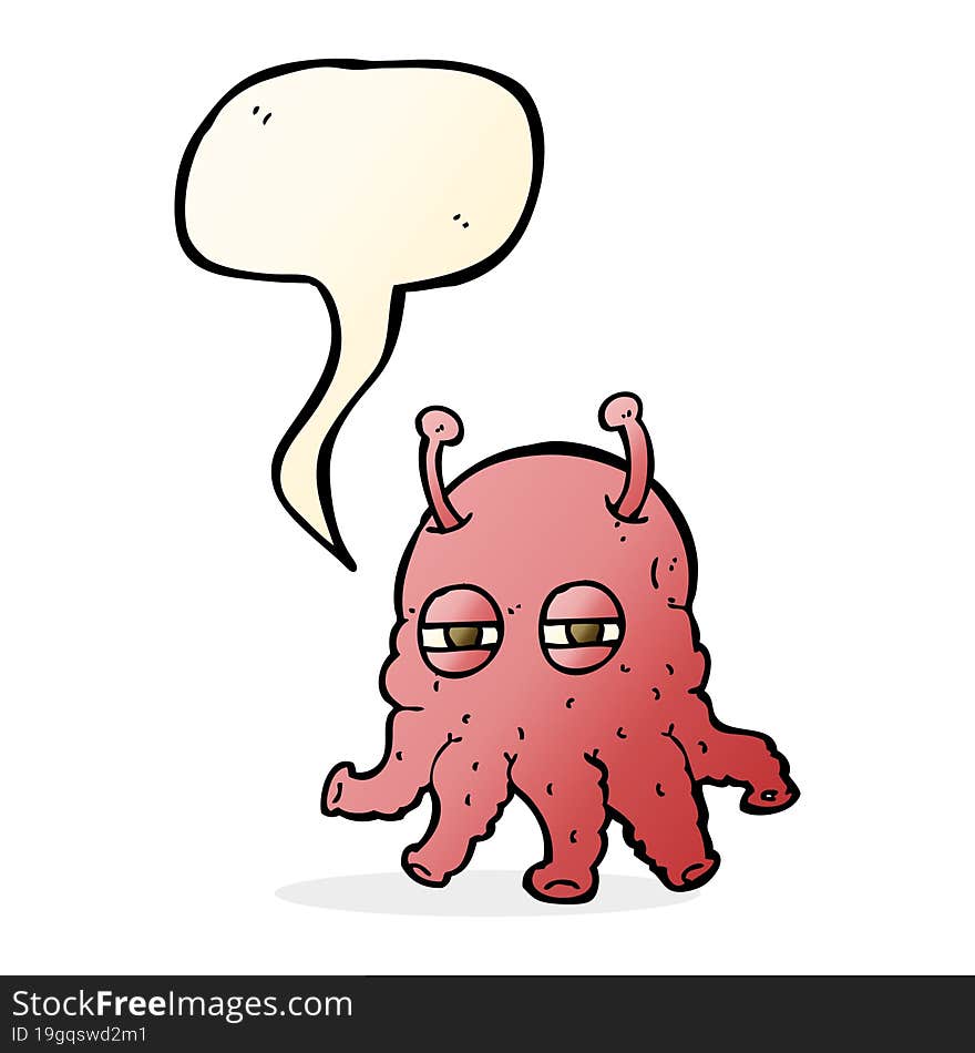 Cartoon Alien Face With Speech Bubble