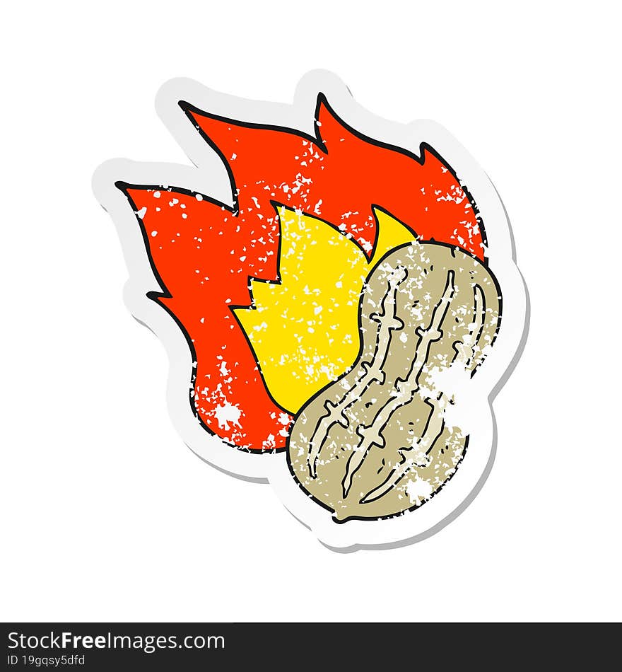 retro distressed sticker of a cartoon cooking peanut