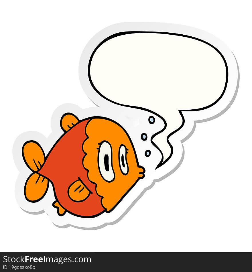 Cartoon Fish And Speech Bubble Sticker