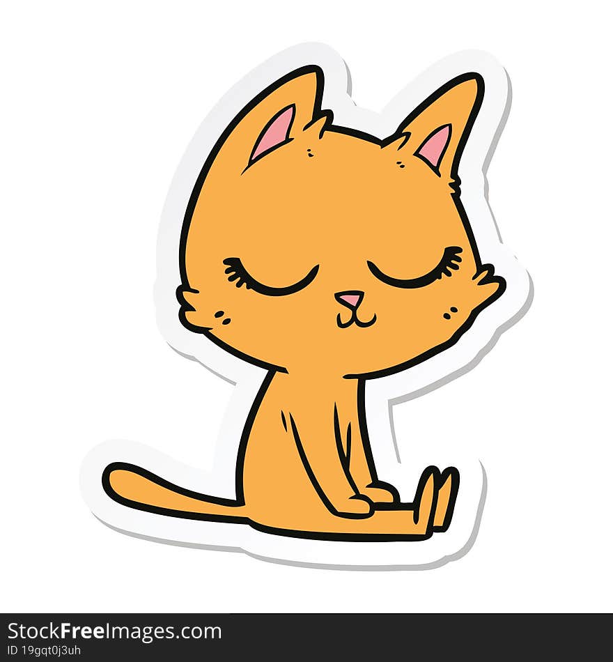 sticker of a calm cartoon cat