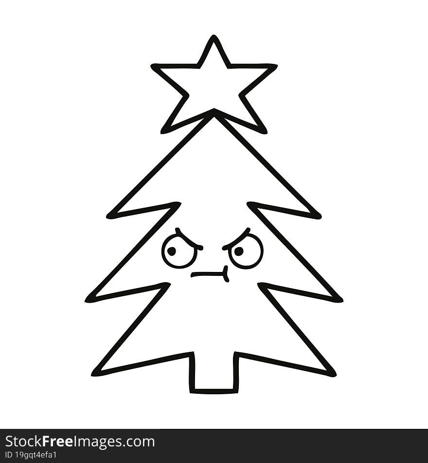 line drawing cartoon christmas tree