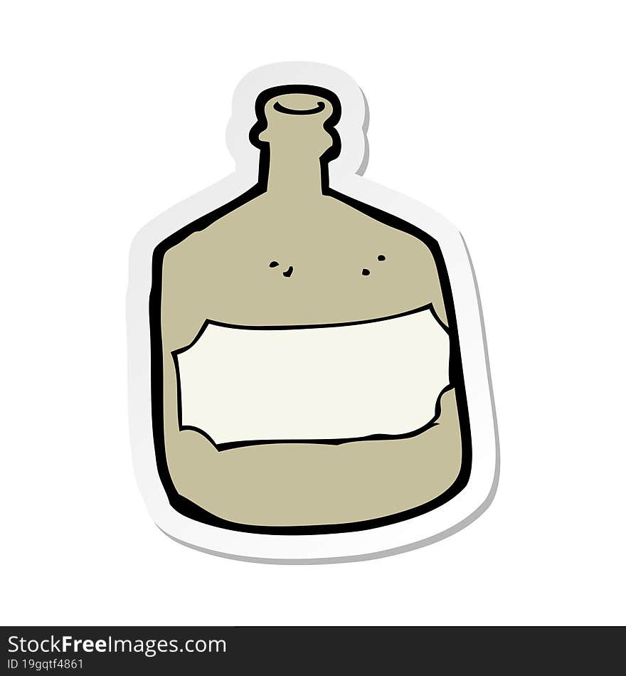 sticker of a cartoon old whiskey bottle