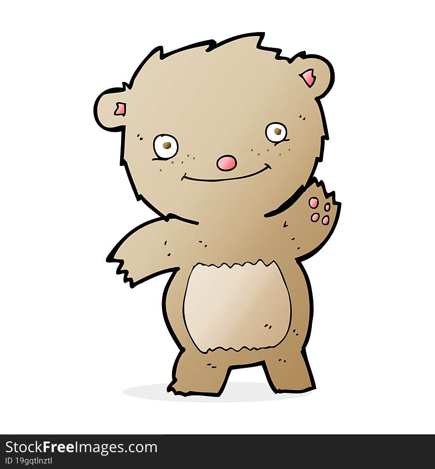 Cartoon Waving Teddy Bear