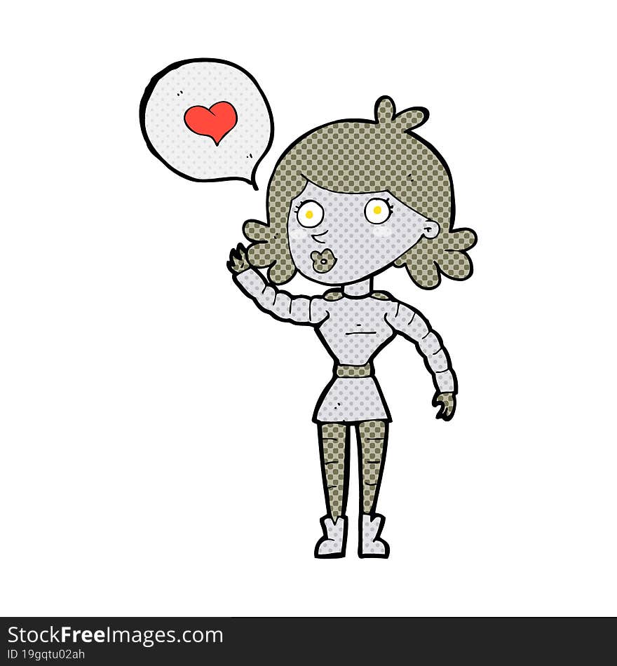 cartoon robot woman in love