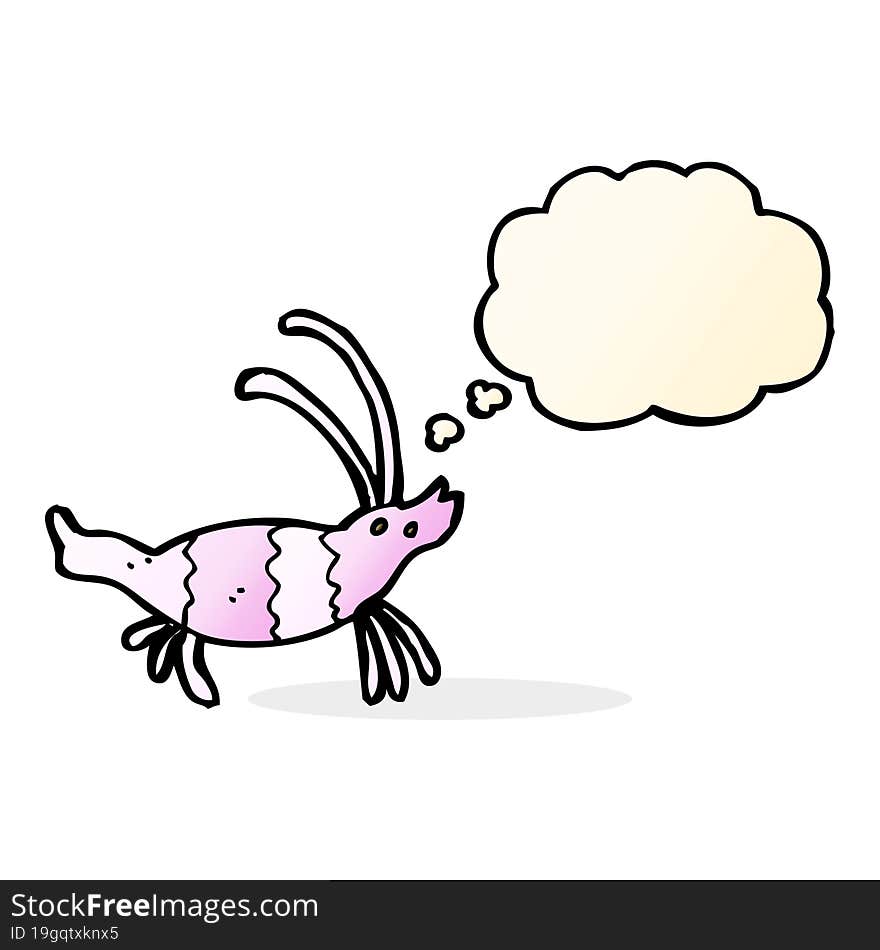 Cartoon Shrimp With Thought Bubble