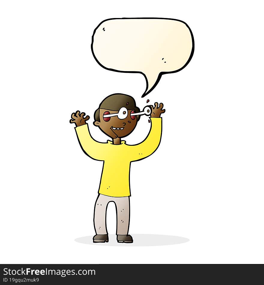 cartoon man with eyes popping out of head with speech bubble